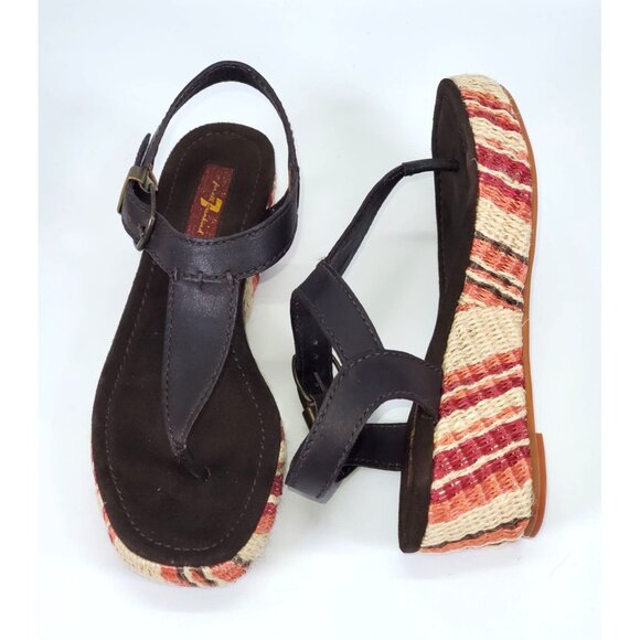 7 For All Mankind Shoes - 7 for all mankind Women's Multicolor Straw Wedge Sandals Size 6M 1281
